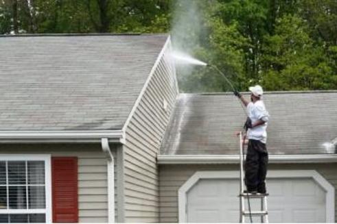 The Powerwash Guys soft-washing a home in New Haven County, CT