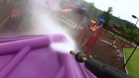 Playground power washing work — cleaned play equipment